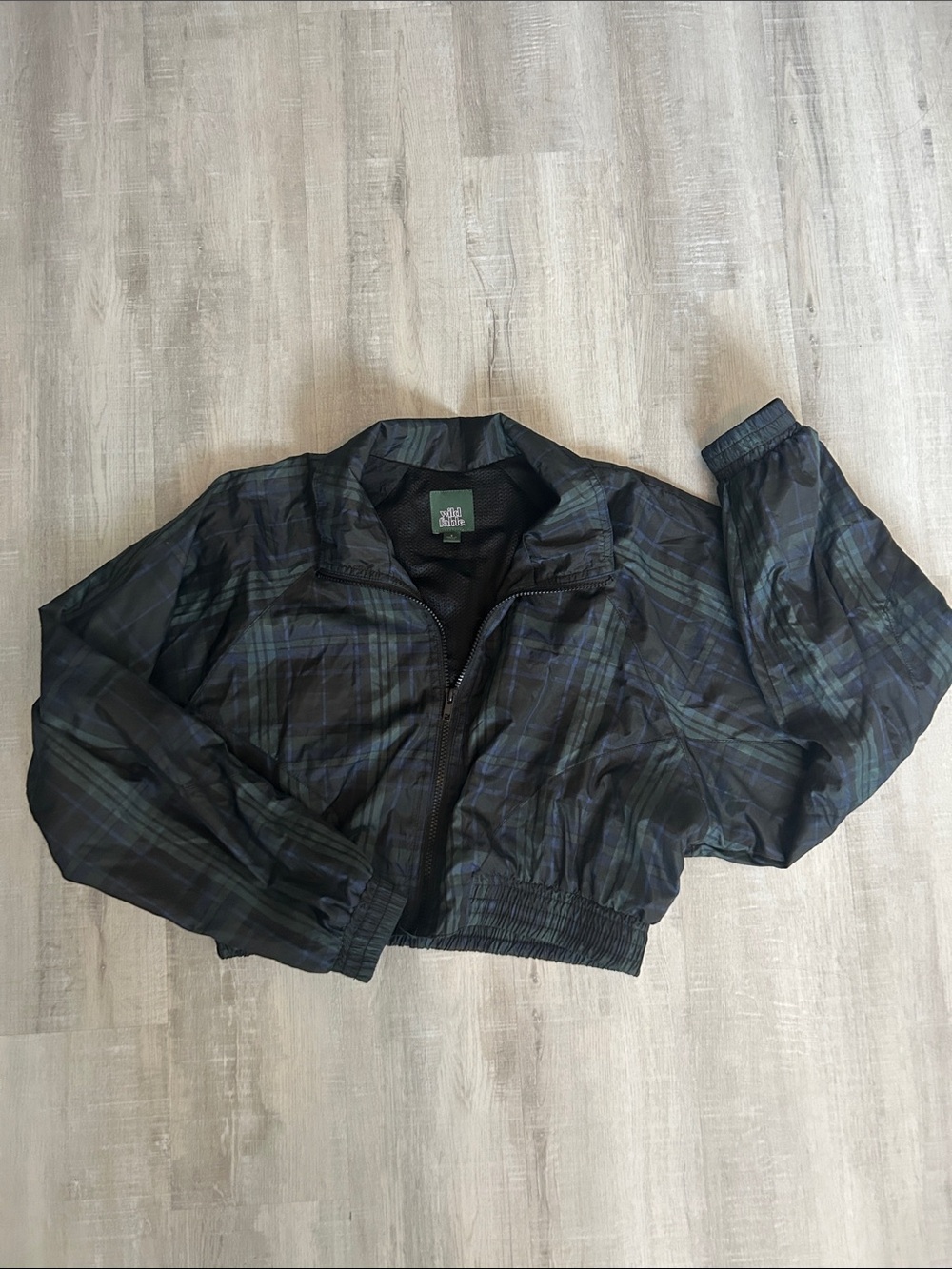 WILD FABLE  Black Jacket with Green & Blue Stripes Size S